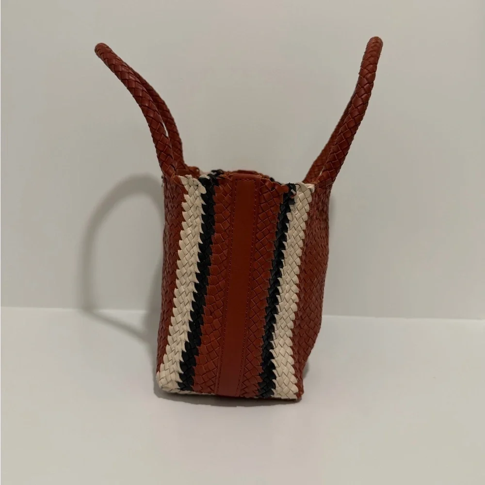 NEW Madewell The Handwoven Mini Tote leather in Dusty Redwood Multi NV808 $158 - Picture 6 of 11